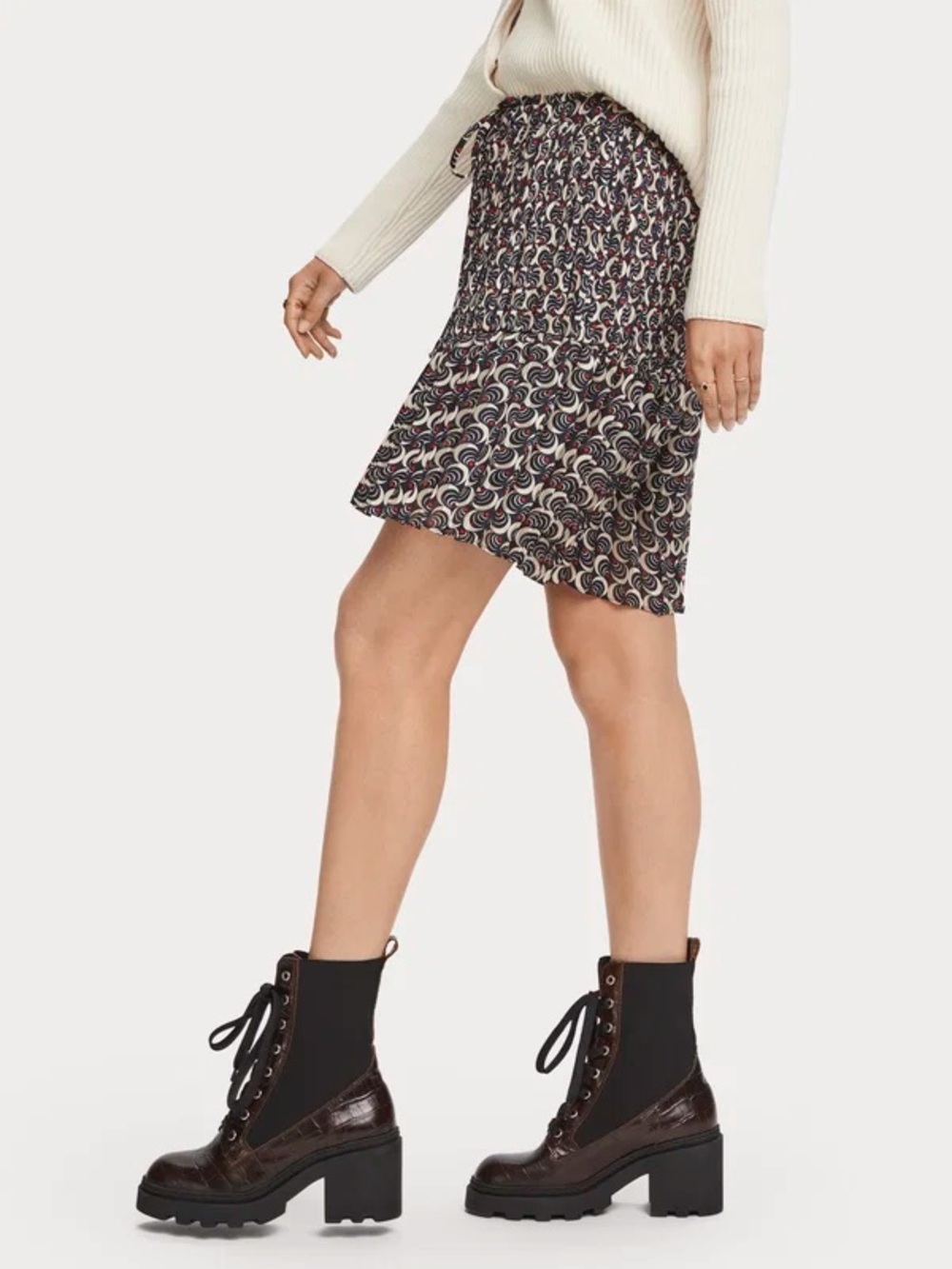 Scotch & Soda Pleated Pull On Printed Skirt Small